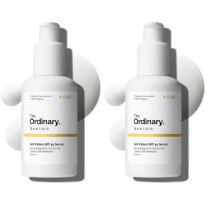 The Ordinary UV Filters SPF 45 Serum Sunscreen for Face, Lightweight Hydrating Broad-Spectrum Sunscreen, UVA/UVB Protection, Non-Comedogenic, No White Cast, 2 Fl Oz(2 Fl Oz (Pack of 2))