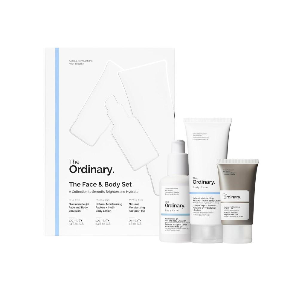 imageThe Ordinary Face amp Body Set Daily Skincare Routine with Niacinamide 5 Face amp Body Emulsion Natural Moisturizing Factors Inulin Body Lotion and Natural Moisturizing Factors Hyaluronic Acid