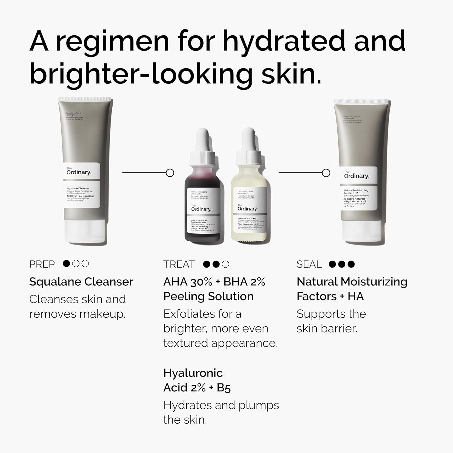 imageThe Ordinary AHA 30 BHA 2 Peeling Solution Advanced Exfoliating Peel for Brighter SkinBright Hydrated Serum Duo