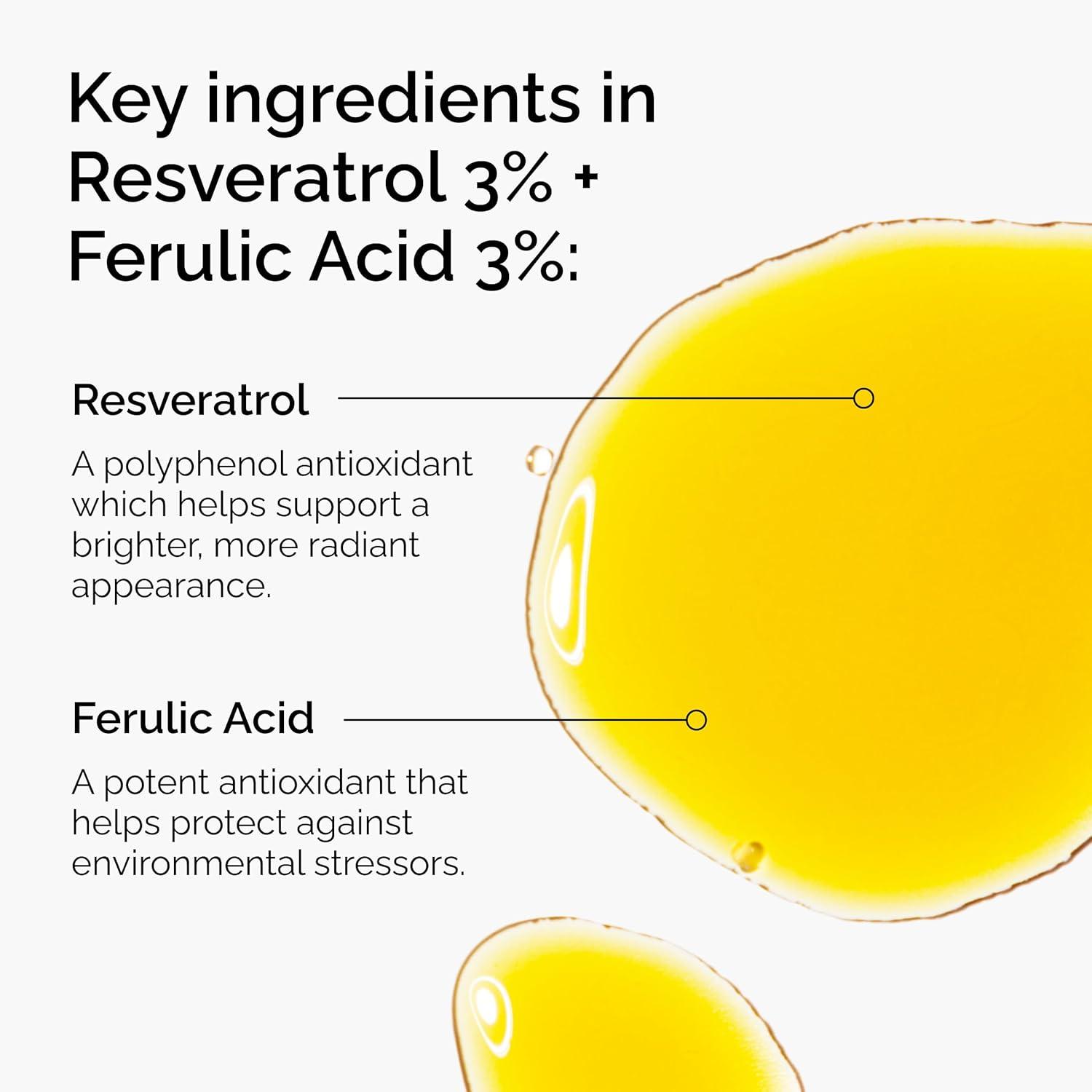imageThe Ordinary Resveratrol 3 Ferulic Acid 3 Antioxidant Serum for AntiAging 1 Fl Oz