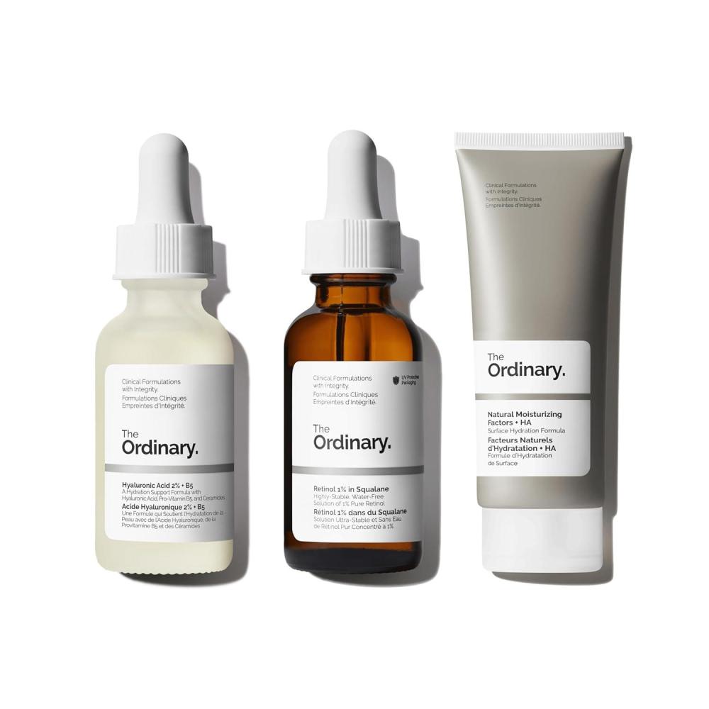 imageThe Ordinary Fine Lines amp Wrinkles Collection Skin Care Bundle Set Retinol 1 in Squalane 1 Fl Oz Hyaluronic Acid 2 B5 1 Fl Oz Natural Moisturizing Factors HA 34 Fl Oz