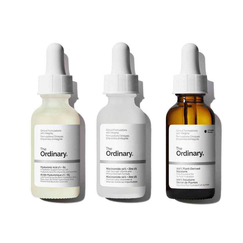 imageThe Ordinary Radiant Skin Collection Skin Care Bundle Set for Dry Skin Hyaluronic Acid 2 B5 1 Fl Oz Niacinamide 10 Zinc 1 1 Fl Oz 100 PlantDerived Squalane 1 Fl Oz